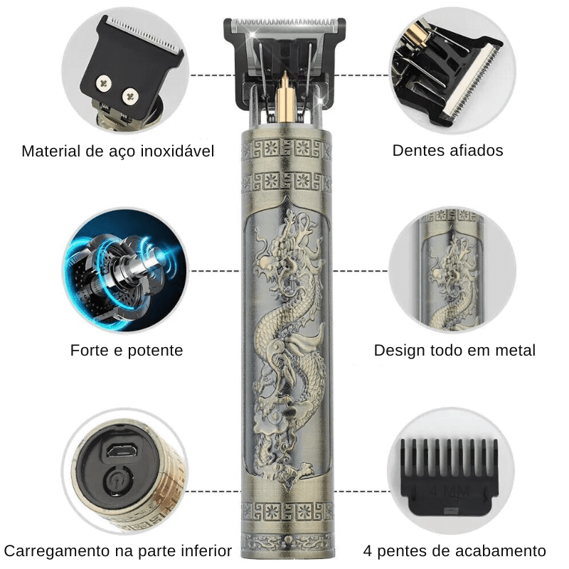 Máquina de Corte e Barbeador Masculino Gold Dragon