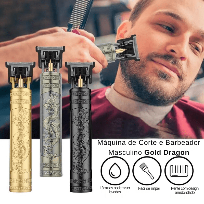 Máquina de Corte e Barbeador Masculino Gold Dragon