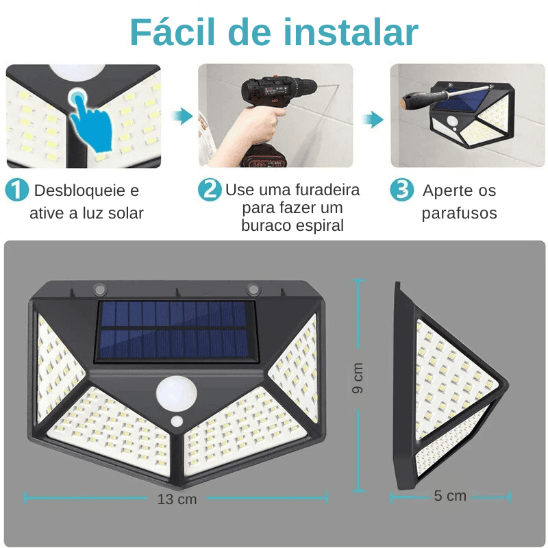 Luminária Solar com Sensor de Presença EcoLight