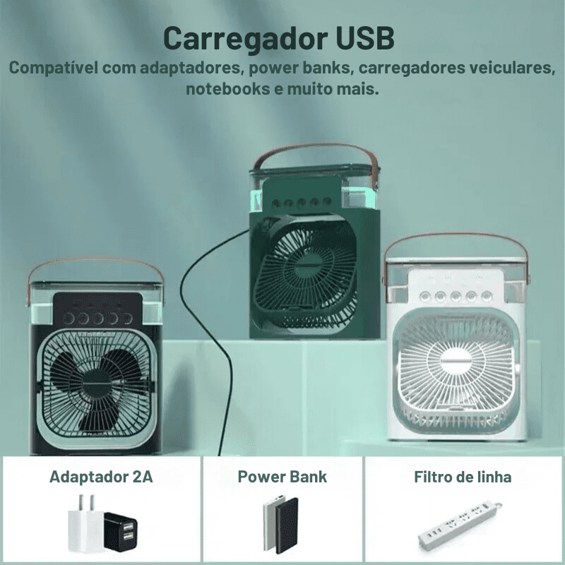 Mini Ar Condicionado e Umidificador Portátil