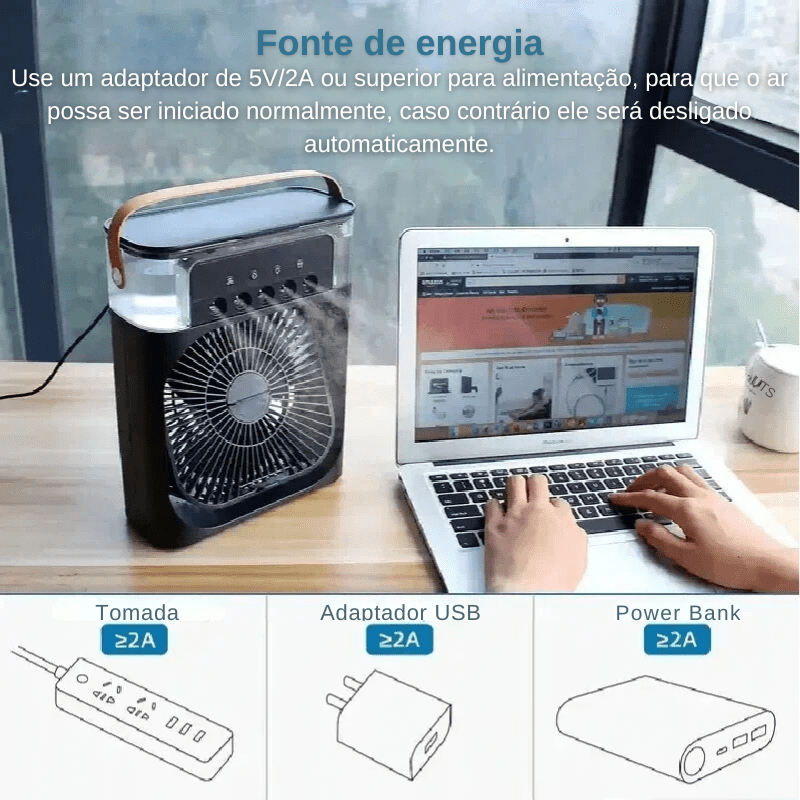 Mini Ar Condicionado e Umidificador Portátil